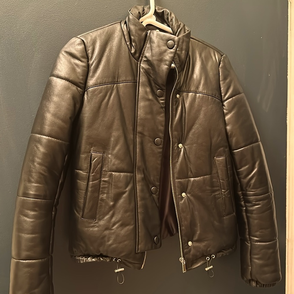 Karen Millen lamb Leather winter jacket Black